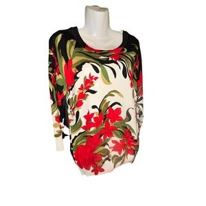 Joseph A Black and Red Floral Sweater